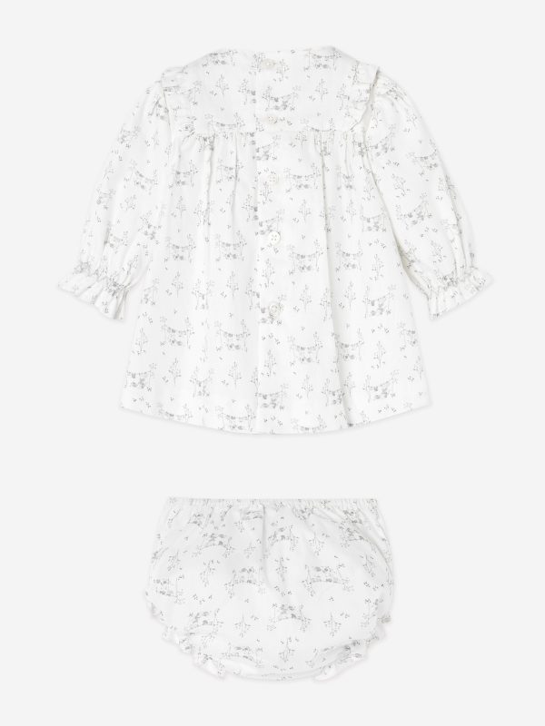 Baby Girls Cotton Dress With Bloomers in White Online