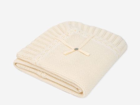 Baby Wool Knit Shawl in Ivory For Sale