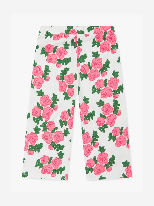 Mini Rodini Girls Rose Print Trousers in Pink Cheap