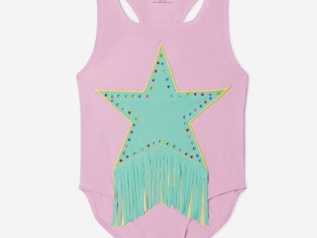 Stella McCartney Girls Star Tassel Swimsuit in Purple Online Hot Sale