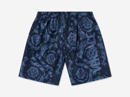 Versace Boys Baroque Logo Swim Shots in Navy For Discount