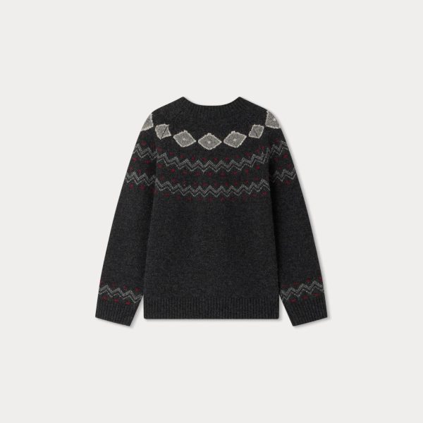 Boys Black Jacquard Wool Sweater Hot on Sale