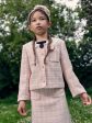 Self Portrait Girls Check Boucle Skirt in Pink on Sale