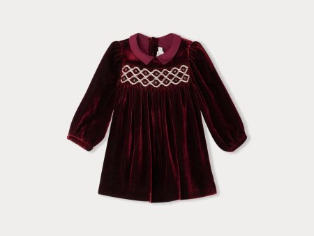 Baby Girls Wine Red Velvet Dress Online