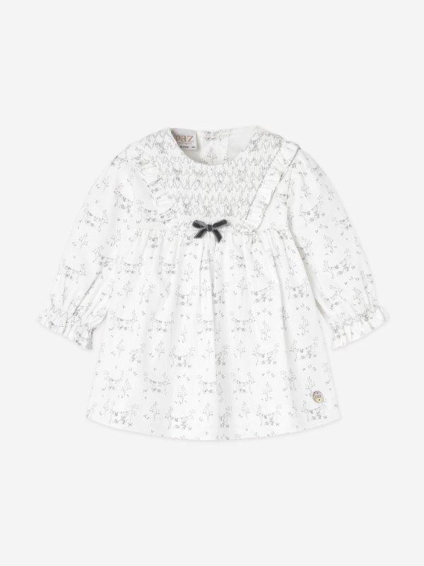 Baby Girls Cotton Dress With Bloomers in White Online