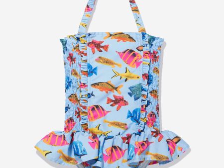 Rachel Riley Girls Tropical Fish Ruched Swimsuit in Multicolour Online now