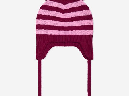 Baby Girls Damson Knit Hat With Ears in Purple Discount