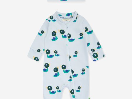 Baby Boys Ducks Babygrow and Hat Set in Blue Online Sale