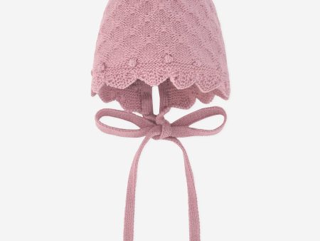 Baby Girls Wool Knit Bonnet in Pink Hot on Sale