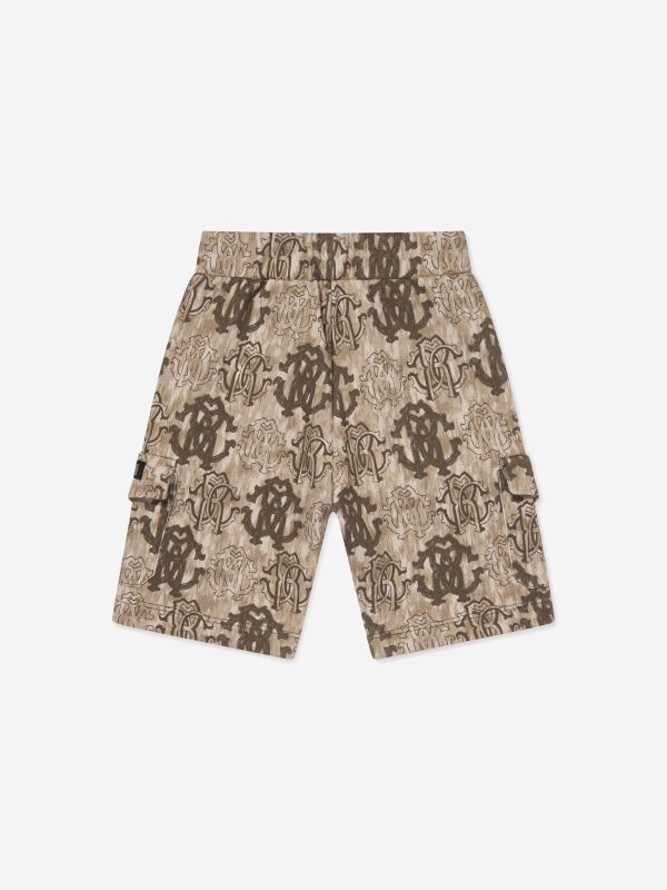 Boys Monogram Bermuda Shorts in Brown Online Sale