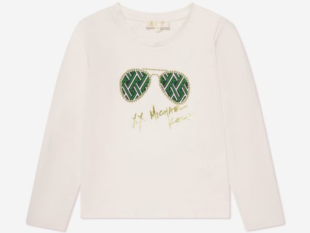 Michael Kors Girls Long Sleeve T-Shirt in White Cheap