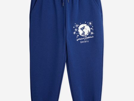 Mini Rodini Kids Society Embroidered Joggers in Blue Discount