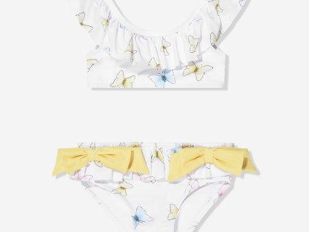 Patachou Girls Butterflies Bikini in White For Cheap