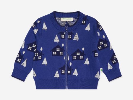 Boys Fir Cabin Knit Cardigan in Blue Online