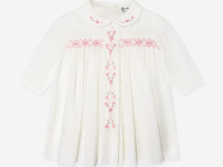 Baby Girls Smocked Rose Bud Dress in Ivory For Discount