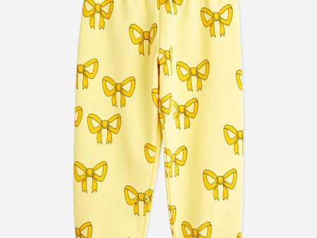 Mini Rodini Girls Bow Joggers in Yellow Online Hot Sale