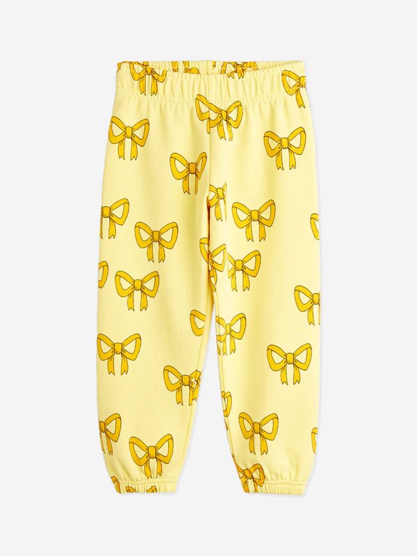 Mini Rodini Girls Bow Joggers in Yellow Online Hot Sale