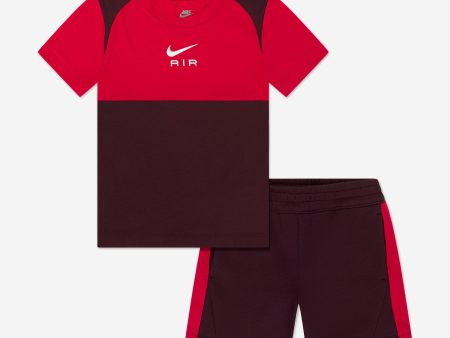 Boys Air Fleece Short Set in Red Online