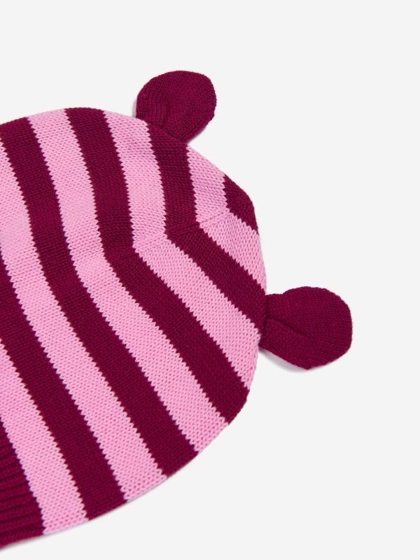 Baby Girls Damson Knit Hat With Ears in Purple Discount