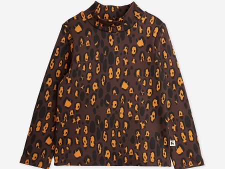 Mini Rodini Girls Leopard Long Sleeve T-Shirt in Brown Discount