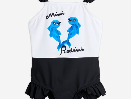 Mini Rodini Girls Dolphins Frill Swimsuit in Multicolour Fashion