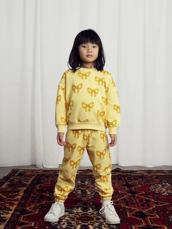 Mini Rodini Girls Bow Joggers in Yellow Online Hot Sale