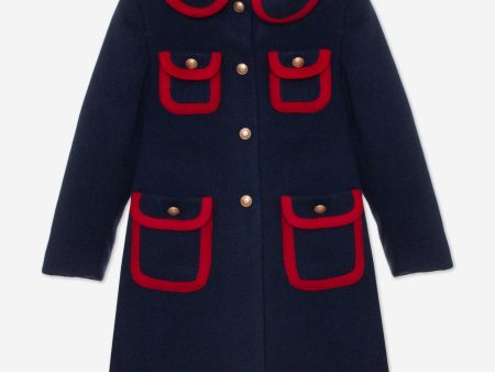 Girls Felted Coat in Navy Supply