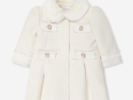 Baby Girls Tweed Coat in Ivory Online now