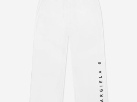 MM6 Maison Margiela Kids Wide Leg Joggers in White on Sale