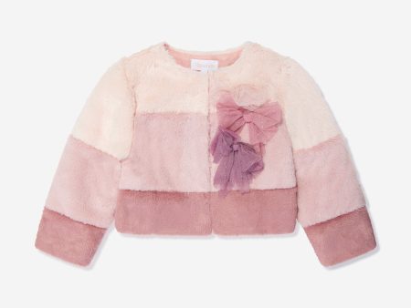 Girls Faux Fur Jacket in Multicolour For Discount