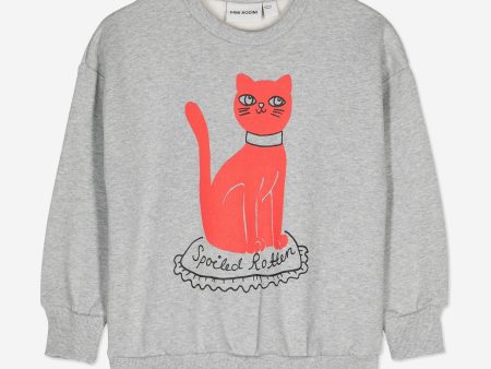 Mini Rodini Kids Cat Sweatshirt in Grey Fashion