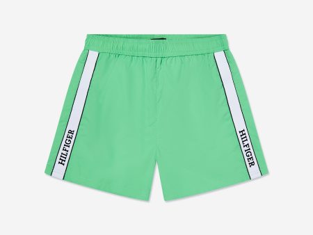 Tommy Hilfiger Boys Medium Drawstring Swim Shorts in Green For Discount