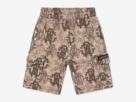 Boys Monogram Bermuda Shorts in Brown Online Sale