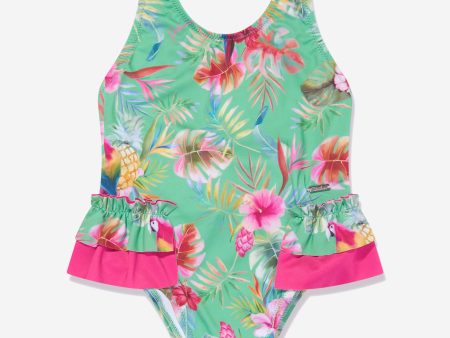 Patachou Girls Tropical Print Swimsuit in Green Sale