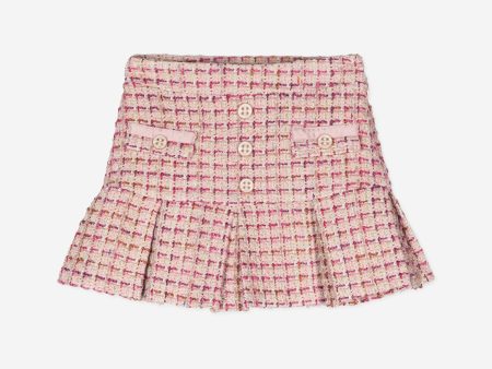 Girls Tweed Skirt in Pink For Sale