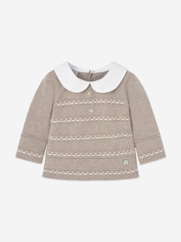 Baby Knitted 2 Piece Set in Beige on Sale