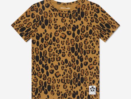 Mini Rodini Girls Basic Leopard T-Shirt in Beige Hot on Sale