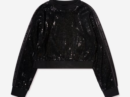 Michael Kors Girls Sequin Sweatshirt in Black For Cheap