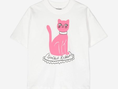 Mini Rodini Kids Cat T-Shirt in White Discount