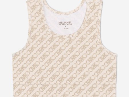 Michael Kors Girls Logo Crop Top in Ivory Online