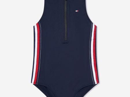 Tommy Hilfiger Girls Rashguard Swimsuit in Navy Online Sale