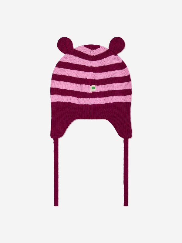 Baby Girls Damson Knit Hat With Ears in Purple Discount