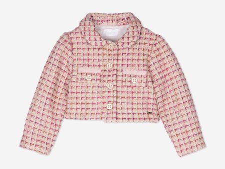 Girls Tweed Jacket in Pink Discount