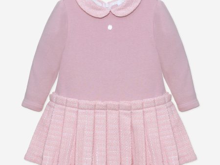 Baby Girls Jersey and Tweed Dress in Pink on Sale