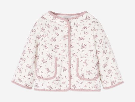 Baby Girls Floral Jacket in White For Sale