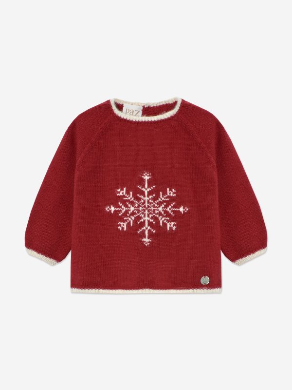 Baby Knitted 2 Piece Snowflake Set in Red on Sale