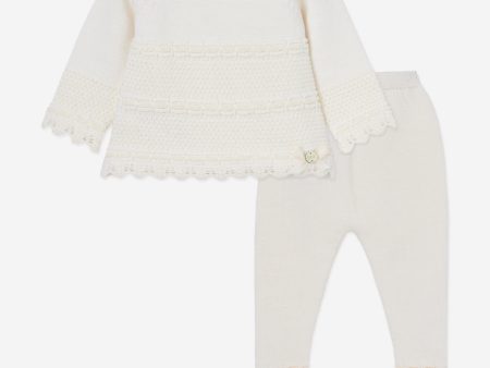 Baby Knitted 2 Piece Set in Ivory Cheap