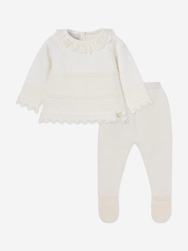 Baby Knitted 2 Piece Set in Ivory Cheap