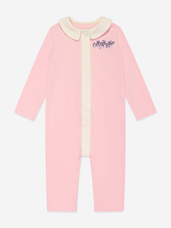 Baby Girls Bookish Flowers Romper in Pink For Cheap