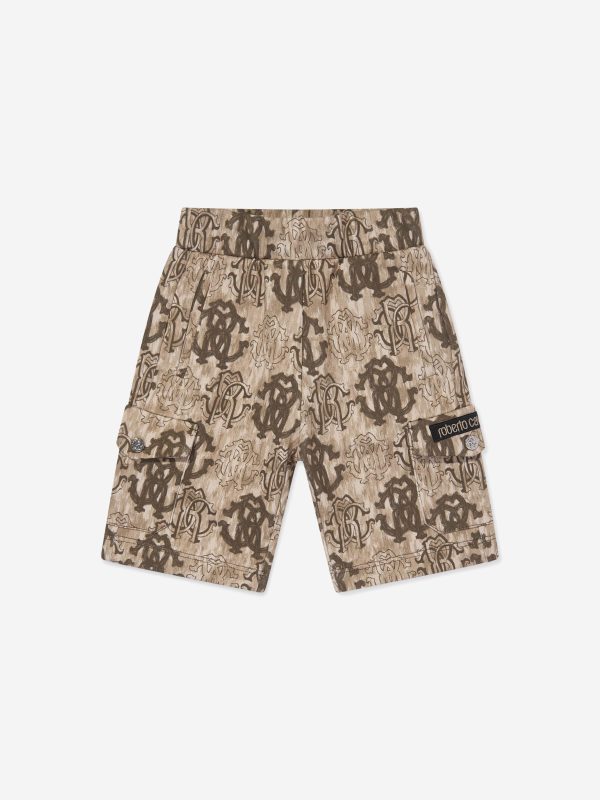 Boys Monogram Bermuda Shorts in Brown Online Sale